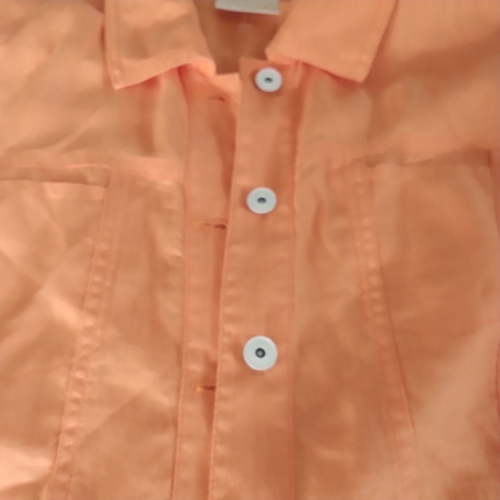 Chico's Soft Nectarine Linen Jacket M Chico's sz 2 - Picture 4 of 9